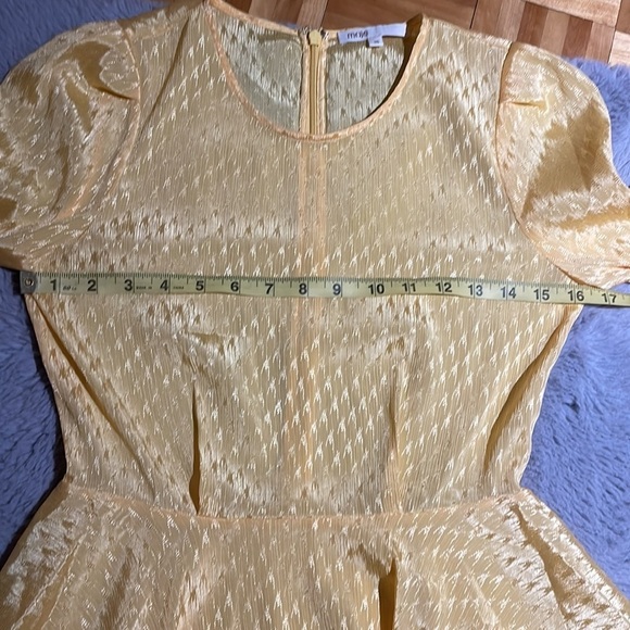 Maje Paris yellow jacquard textured yellow satin skater dress EU 36 - Picture 12 of 16